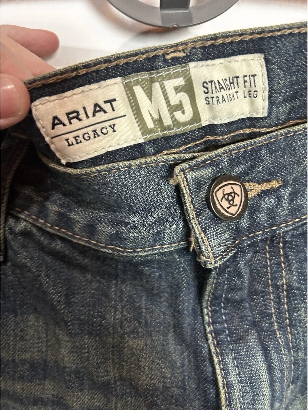 Ariat M5 Straight Leg Cowboy Jeans Mens 40x30 Dark Wash Blue Denim Legacy
